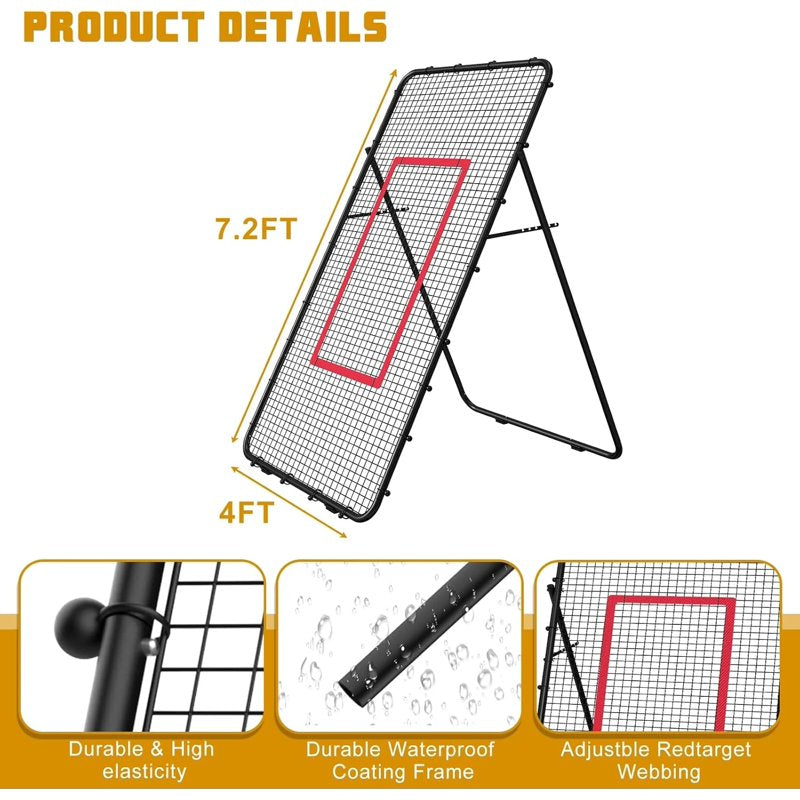 Adjustable Volleyball Rebounder Net - Portable 7x4 FT Practice Equipment for Volleyball, Lacrosse, Baseball, Soccer