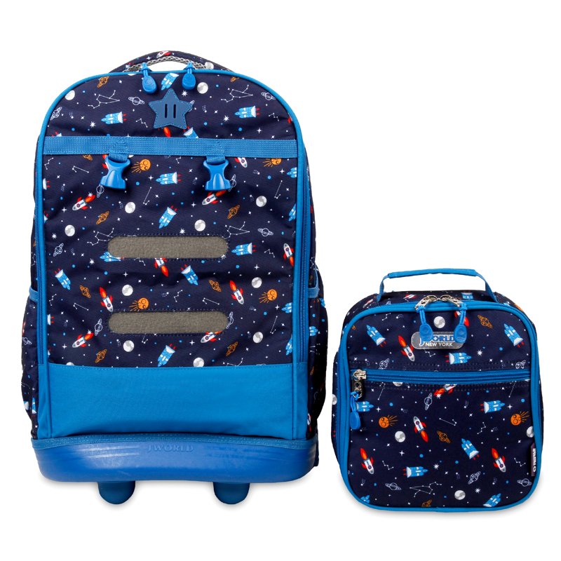 Kids Rolling Backpack with Detachable Lunch Bag - 18 Inch School & Travel
