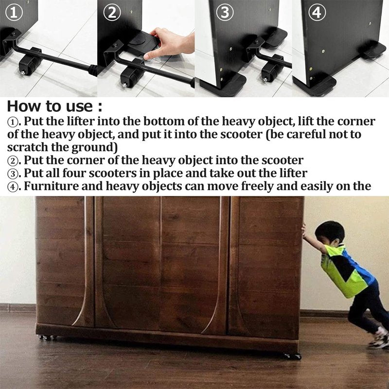 Heavy Duty Furniture Mover Tool Set - 880lb Appliance & Sofa Lifter with Universal Wheels