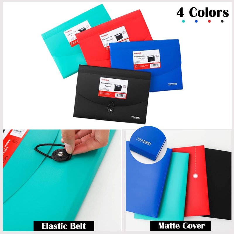 7-Pocket Accordion File Organizer Pack of 4, Letter & A4 Document Folders