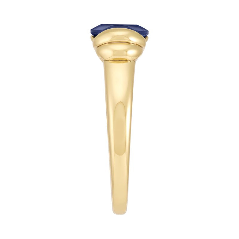 Oval Created Sapphire Ring in 14K Gold Plated Sterling Silver - Size 7