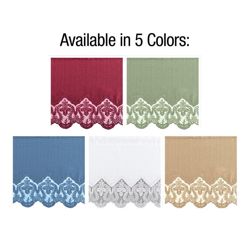 Lace Border Curtains - Elegant Window Treatment in White or Blue