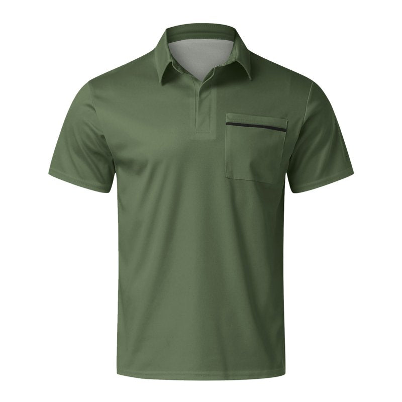 Men's Breathable Polo Shirts with Pocket – Comfortable Casual T-Shirts