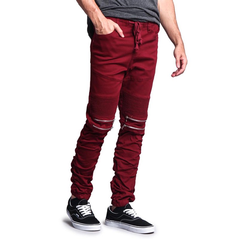 Men's Biker Twill Jogger Pants with Stretch and Multiple Pockets