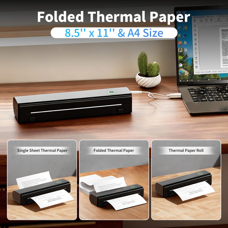 Portable Bluetooth Thermal Printer for Android iOS Laptops - Inkless Travel Office