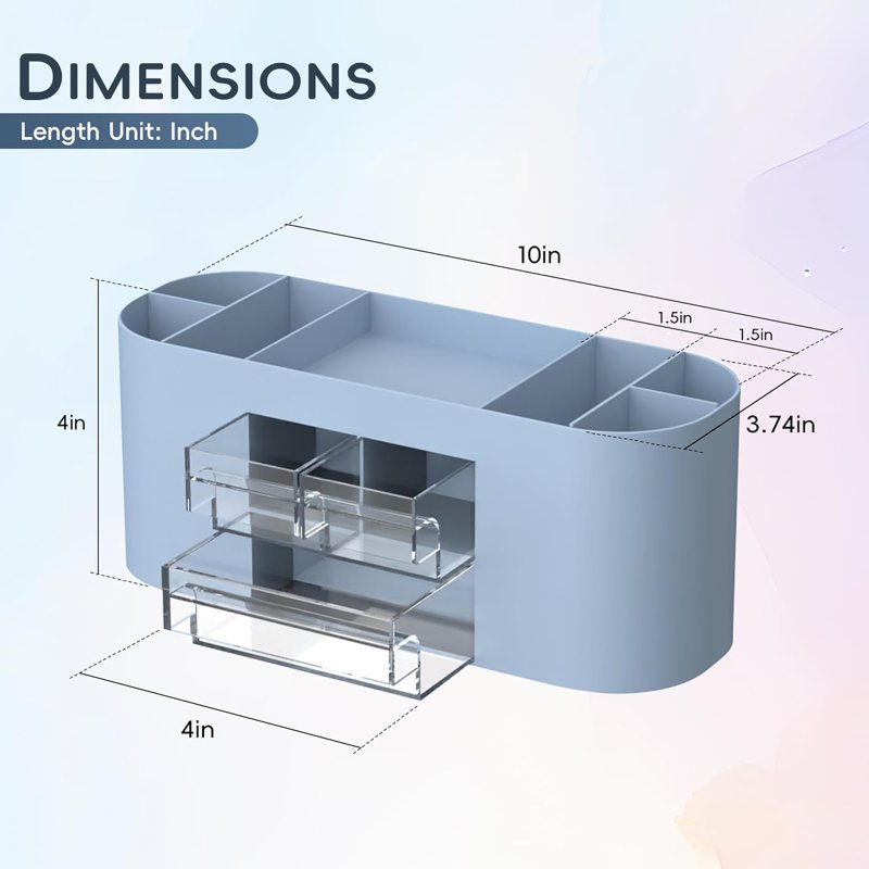 10-Compartment Desk Organizer with Drawers and Pen Holders, Office Storage
