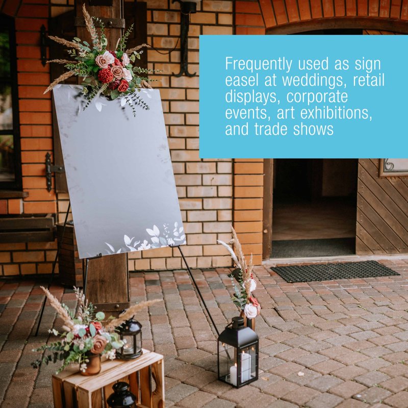 Portable 63-Inch Steel Folding Display Easel with Adjustable Holders