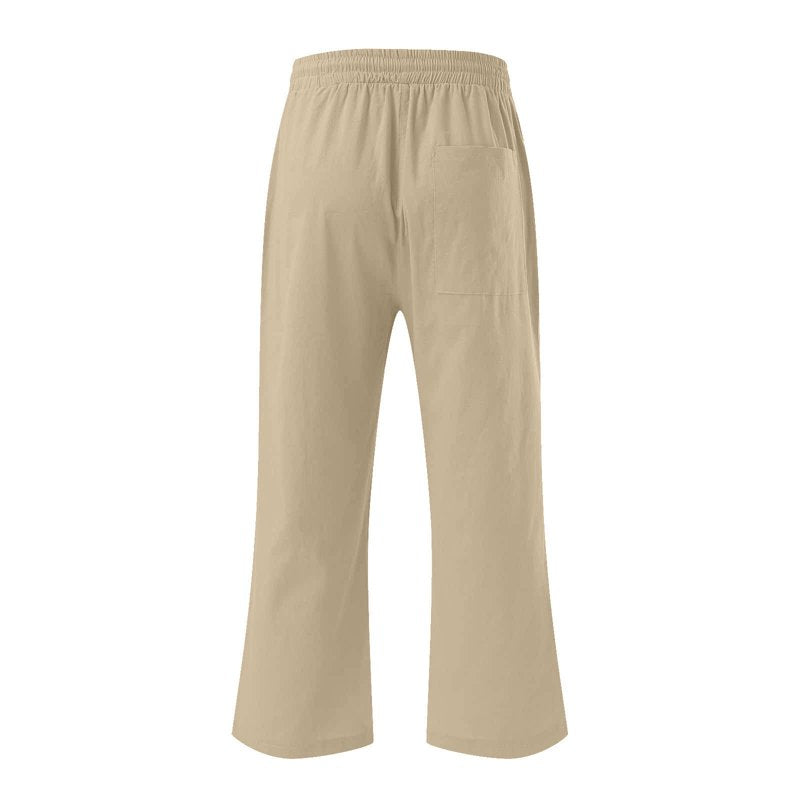 Women's Linen Capri Pants 2 Pack - Dressy Casual Elastic Waist Cropped Trousers
