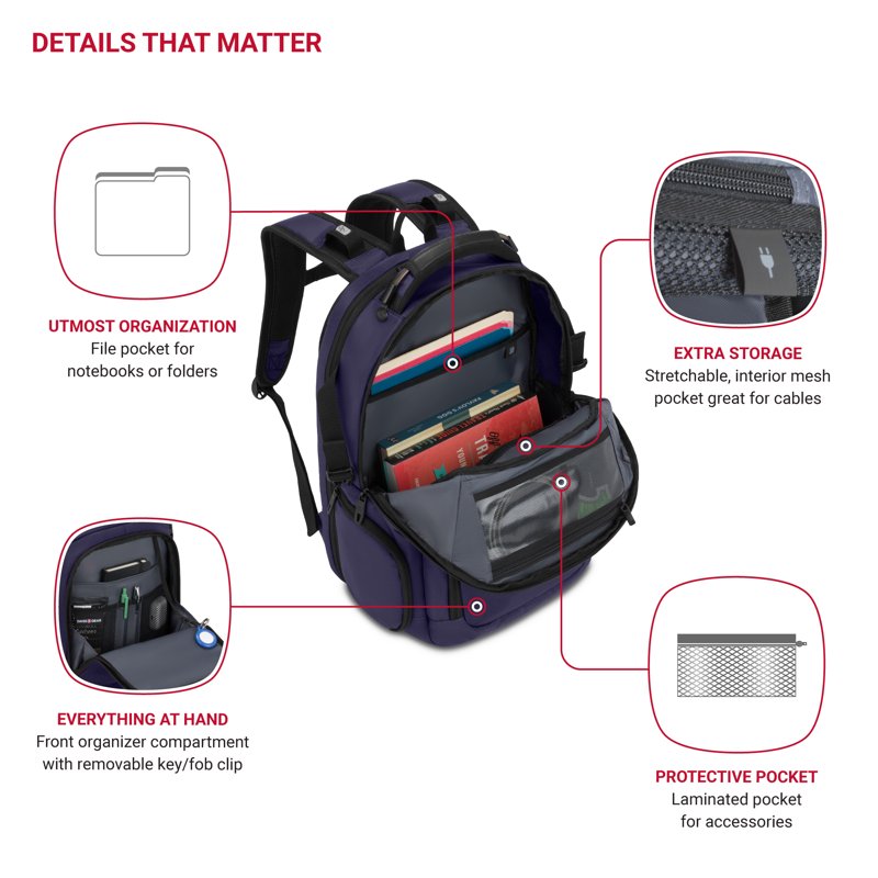 Laptop Backpack with Padded Compartments for Travel & School — Multiple Colors