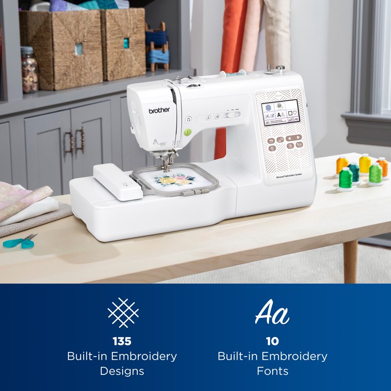 Embroidery Machine with 135 Built-in Designs, Wireless Connectivity, Touchscreen