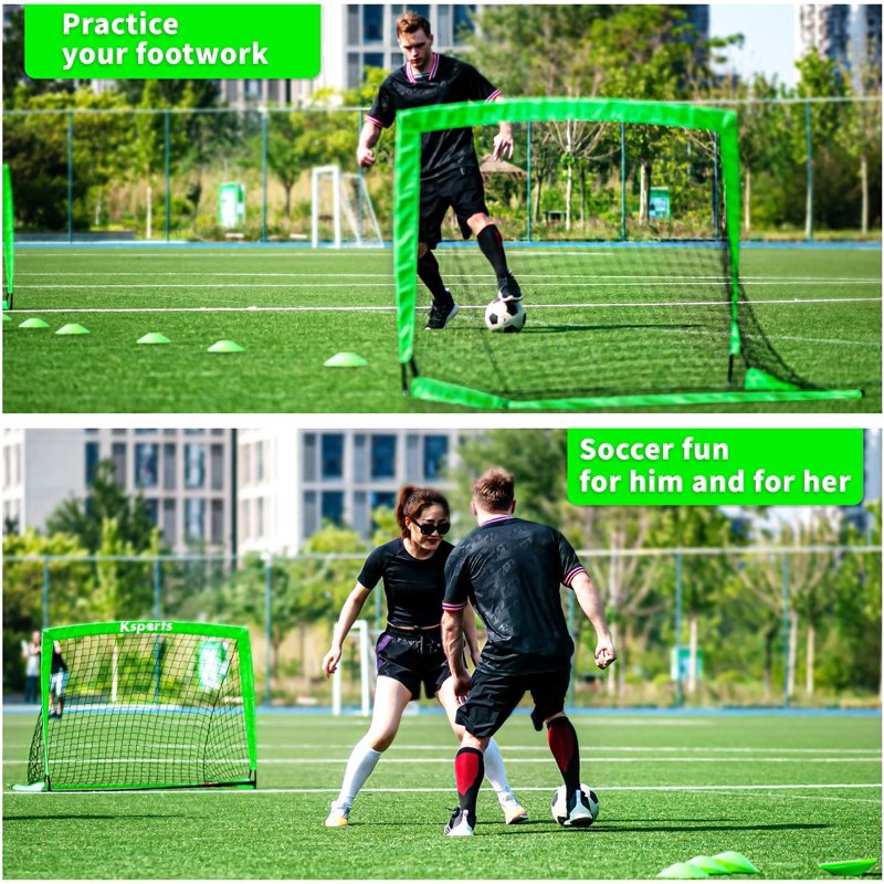 Ksports 4ft Green Soccer Goals Bundle with Size 4 Ball, Pump, Cones & Bag - Variation: 4ft Green