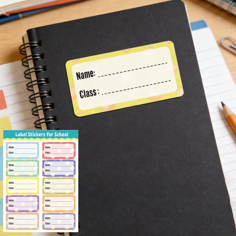 Colorful Border Name Labels for Students Waterproof Tear-Proof School ID Stickers