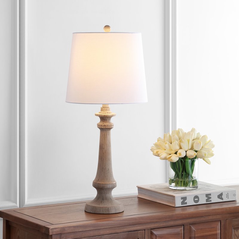 Rustic Table Lamp - 28 Inch Traditional Brown Bedside Lamp with Shade