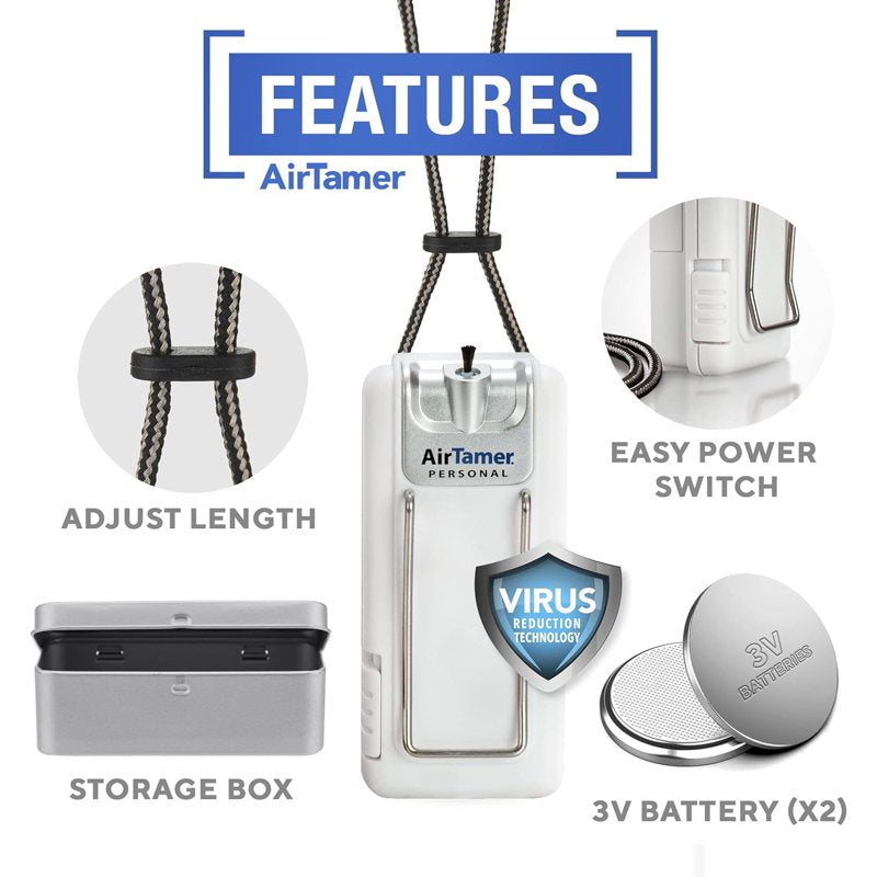 Personal Air Purifier with Electrostatic Ion Technology - Portable, Filterless, Wearable, Silent, Up to 140H Runtime