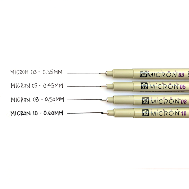 Fineliner Drawing Pen Set with Archival Black Ink - Micro Tip Sizes 03, 05, 08, 10