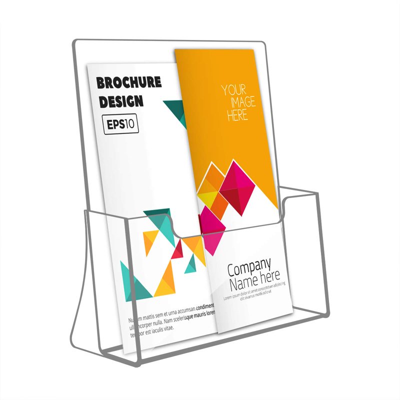 Acrylic Brochure Holder 8.5 x 11 Inch Pack of 2 - Slanted Literature Display Stand for Desk & Countertop
