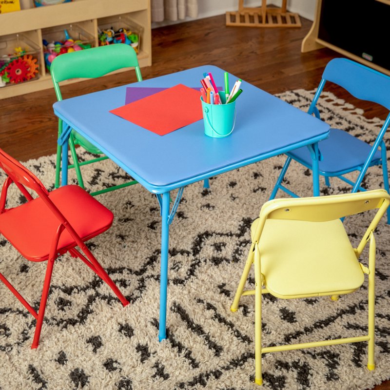 Kids Folding Table and Chairs Set - Multicolor Classroom Furniture for Preschool