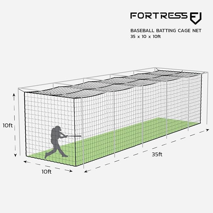 Heavy-Duty Baseball Batting Cage Nets - Fully Enclosed, Weatherproof, Multiple Sizes