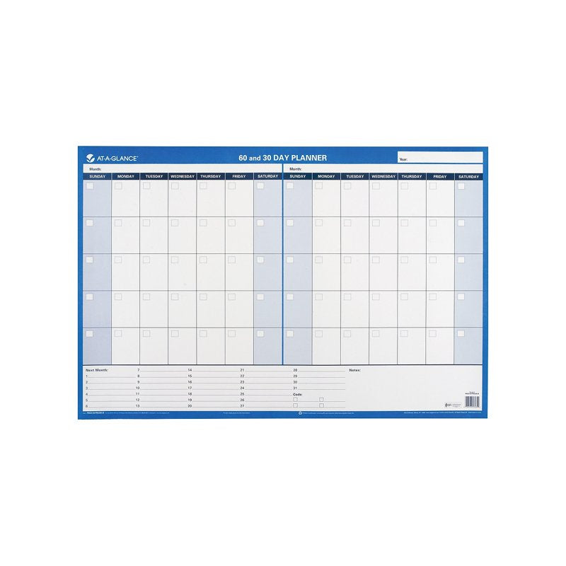 Undated Wall Calendar 24x36 Inches Reversible 30/60 Day Schedule Organizer