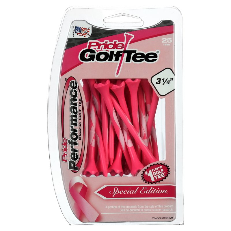 Plastic Golf Tees 3.25 Inch Pack of 25 - Pink Breast Cancer Awareness Edition