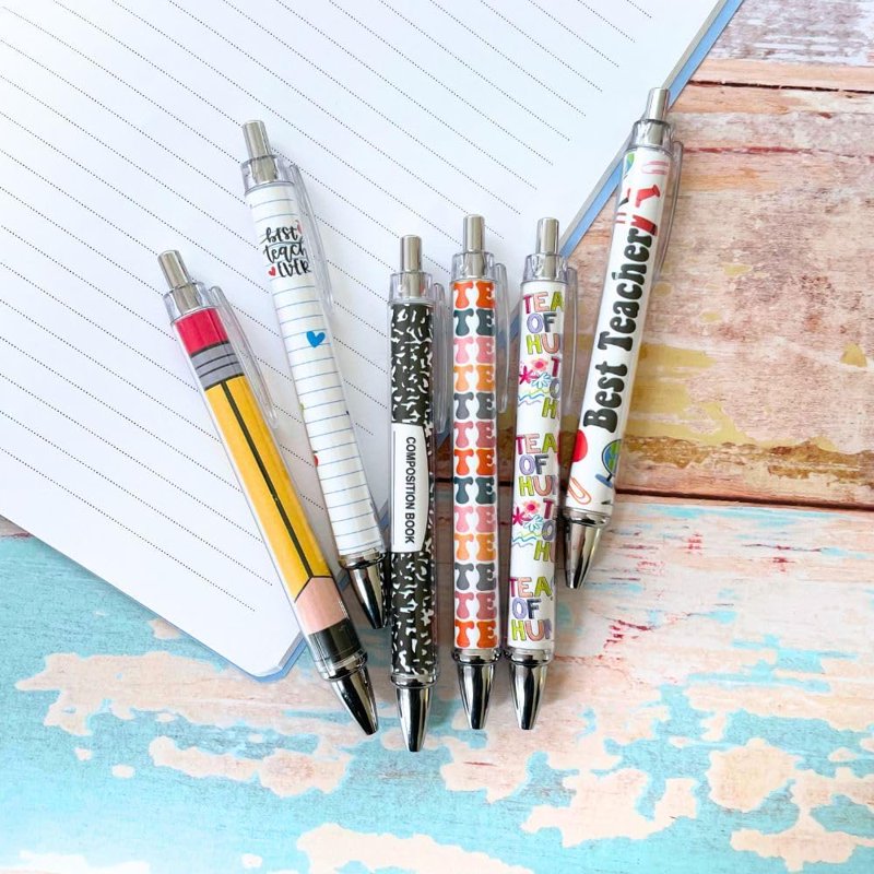 Cute Teacher Pens Set - Inspirational & Funny School Supplies, 12 Pack