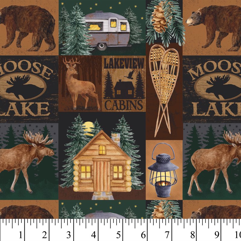 Cotton Quilt Fabric 2-Pack - Moose Lake Multi-Color 44" Wide for Quilting & Sewing