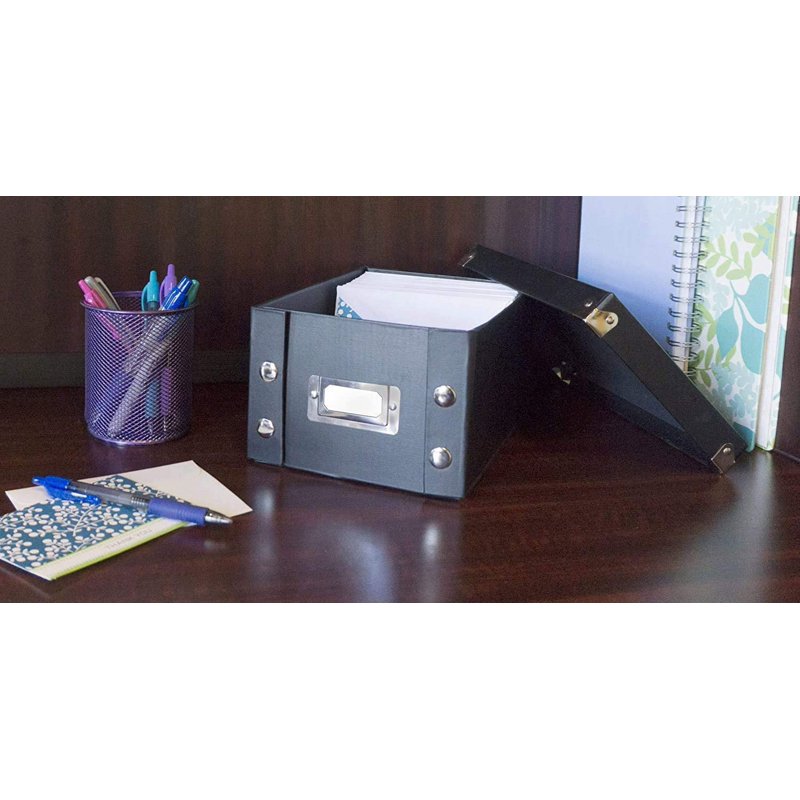 Collapsible Index Card File Box Organizer with Label Holder - Holds 1100 Cards