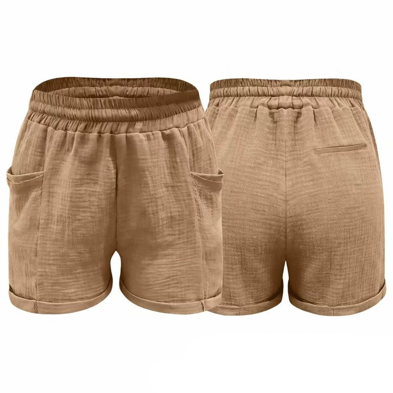 Girls Loose Fit Khaki Shorts with Elastic Waist for Summer Vacation