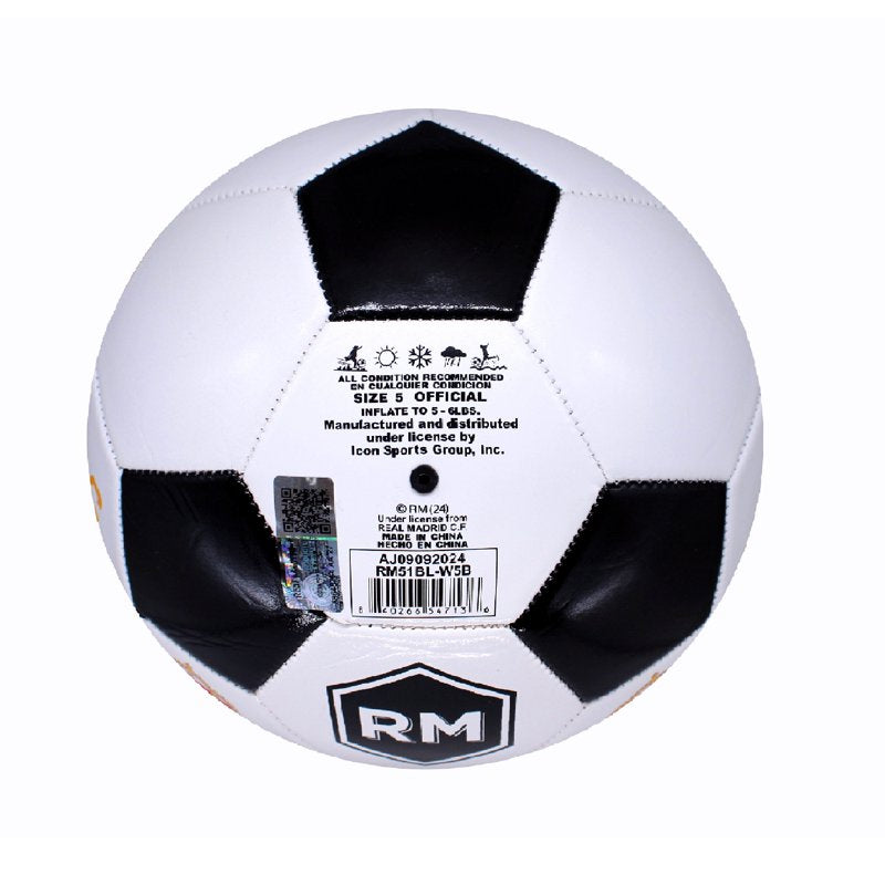Icon Sports Real Madrid Soccer Ball Size 5 Officially Licensed – White & Black, 1902, Variation 5