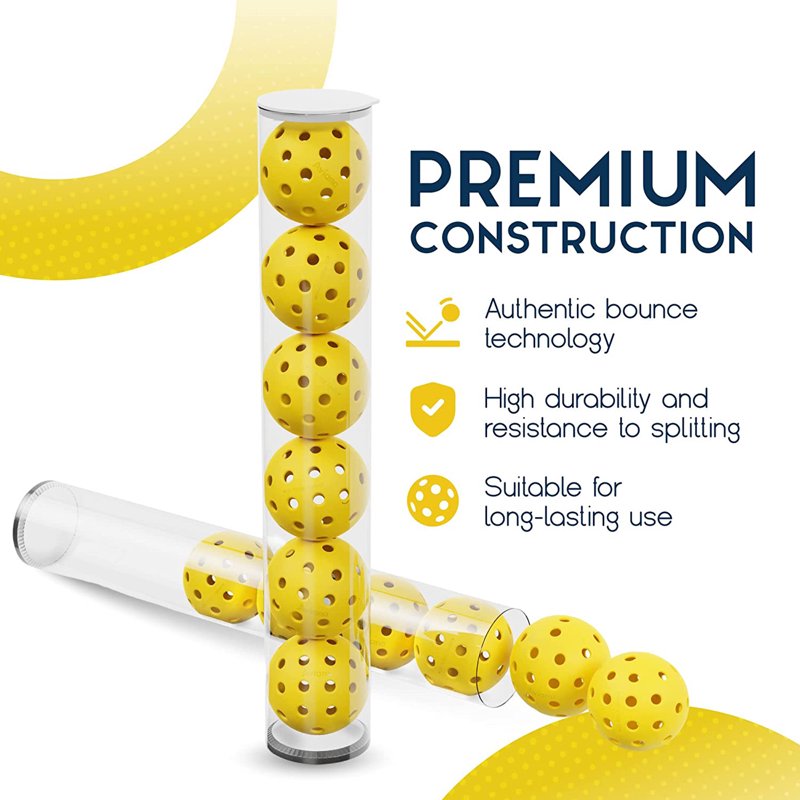 Pro Aviana Tournament Outdoor Pickleball Balls - 6 Pack USAPA Approved, Yellow