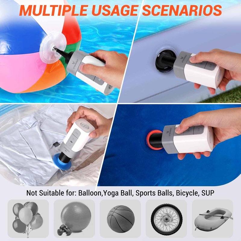 Portable Mini Air Pump with 3200mAh Battery for Inflatables, Fast Inflation & Deflation
