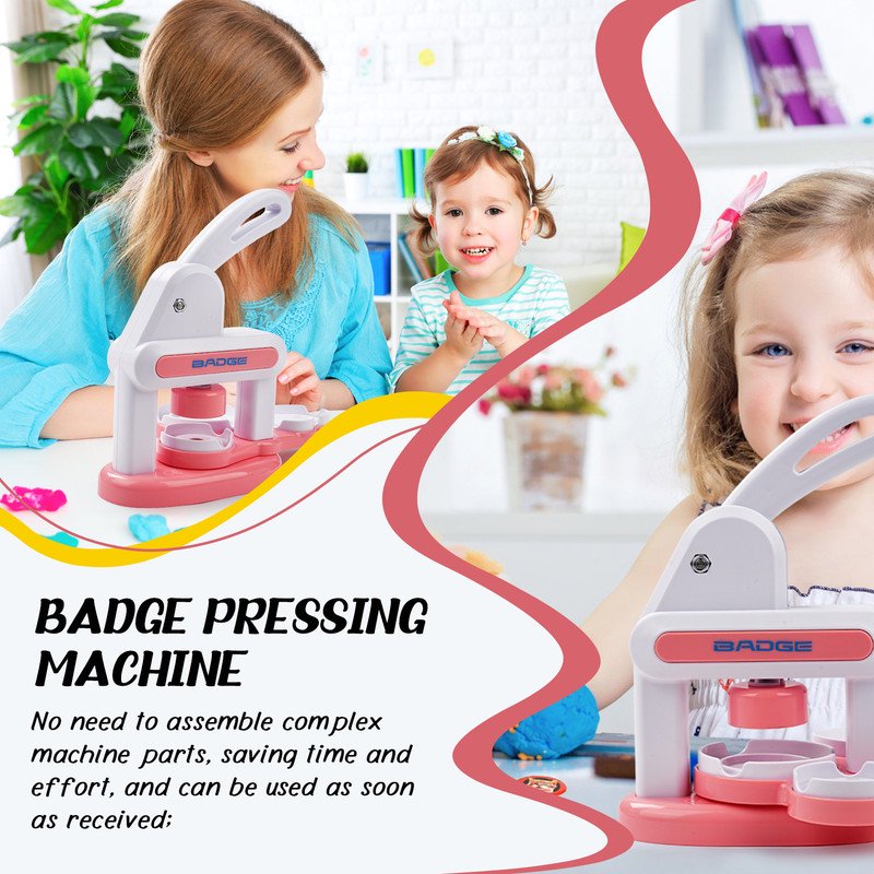 DIY Button Maker Machine Badge Press - No Assembly Required, Pink