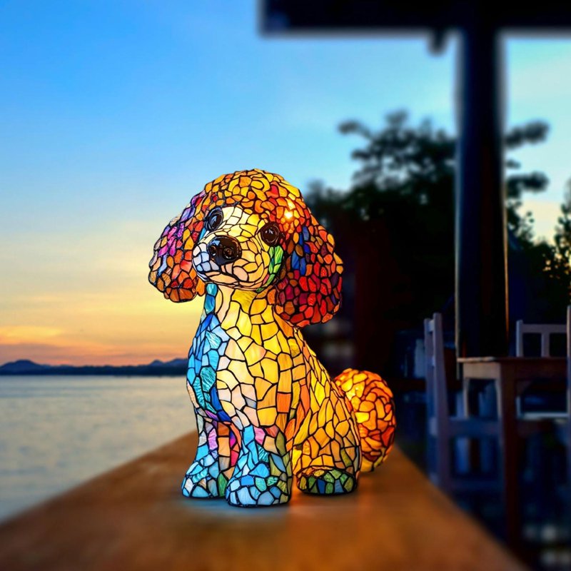 Cute Resin Poodle Night Light - Dog Themed LED Table Lamp for Home Decor