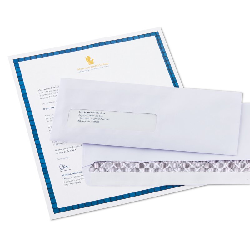 Pen+Gear #10 Single Window Peel & Stick Envelopes 250 Pack White Security Tinted