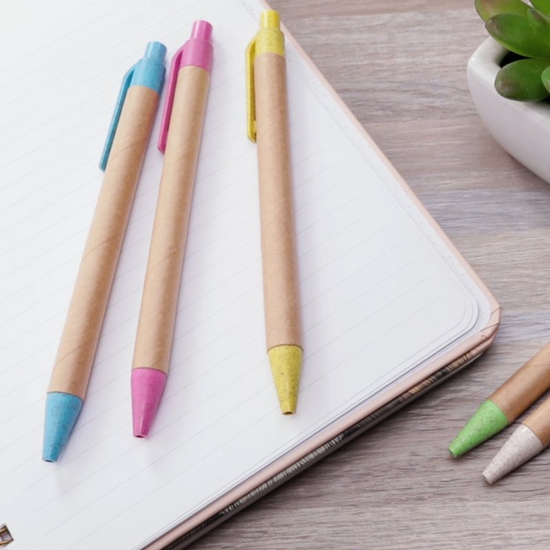 Eco Friendly Ballpoint Pens Bulk Pack - Recyclable & Biodegradable Office Supplies