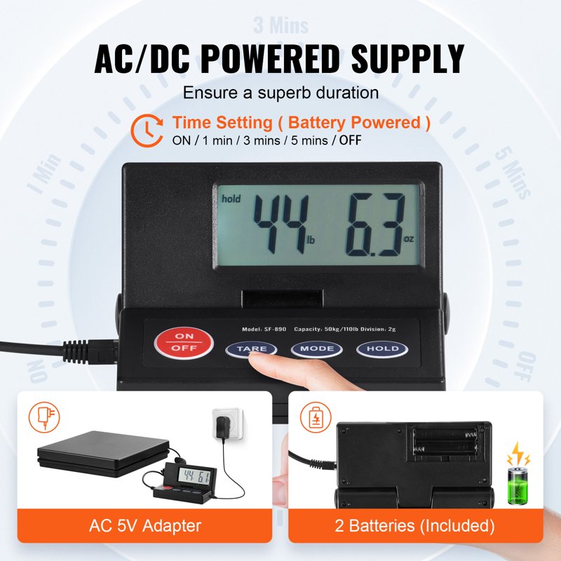 Digital Postal Shipping Scale 110 lbs with Large LCD & Tare Function