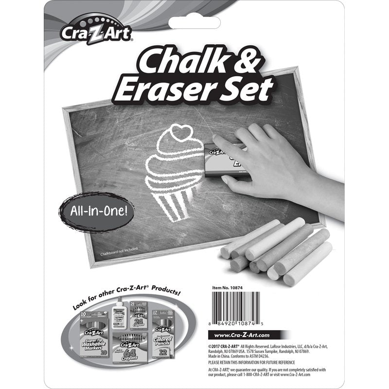 Quiet Dustless Chalk & Eraser Set for Chalkboards - Noiseless, Dust-Free, Multi-Color