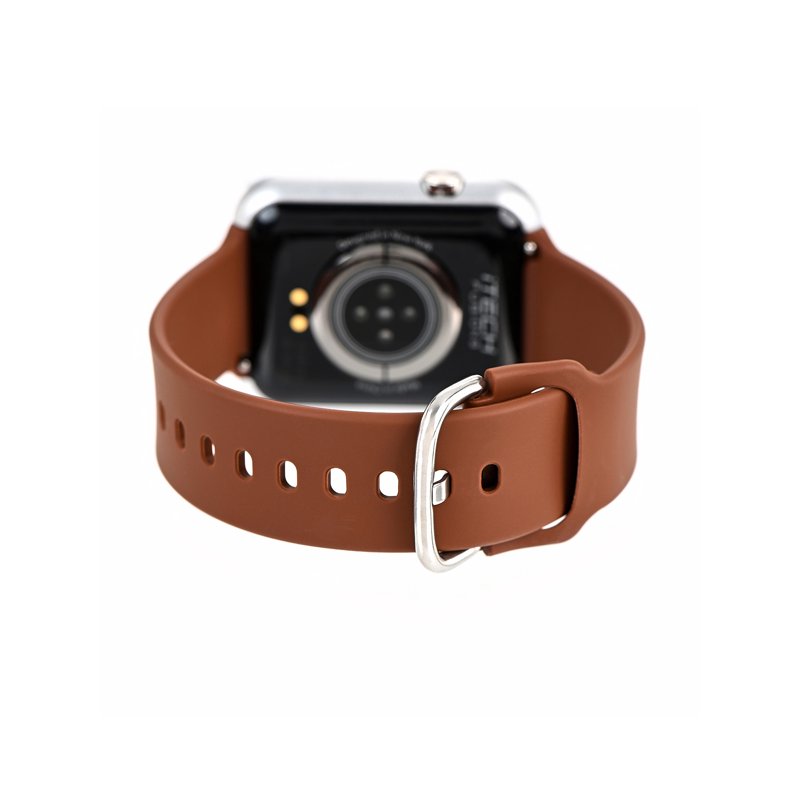 Unisex Rectangular Smart Watch with Silicone Strap - Fitness & Health Tracking