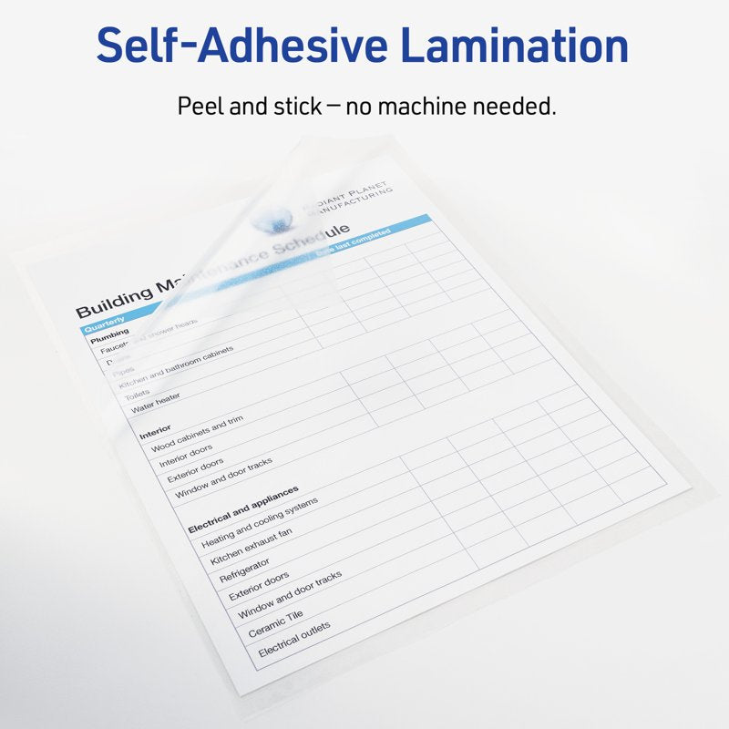 Self-Adhesive Laminating Sheets 9x12 Inch, Pack of Multiple Sizes