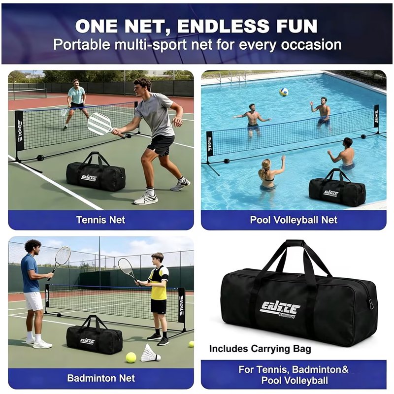 Adjustable Badminton Net with Carry Bag - Indoor & Outdoor Sports Equipment