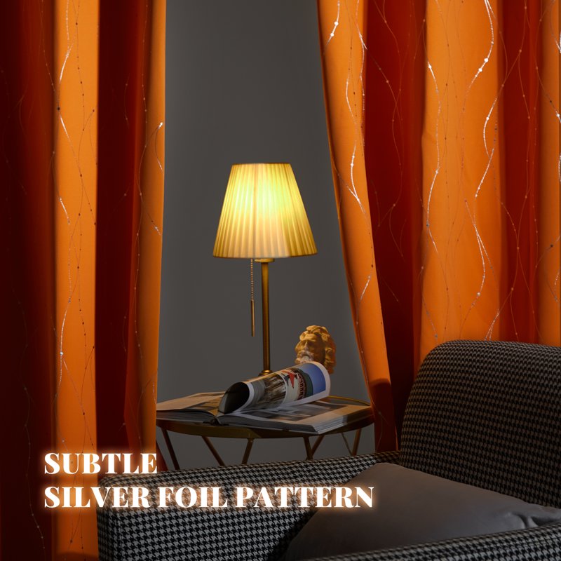 Blackout Curtains with Silver Dot Pattern - Noise Reducing Room Darkening Drapes, 42W x 72L Inch, 2-Pack