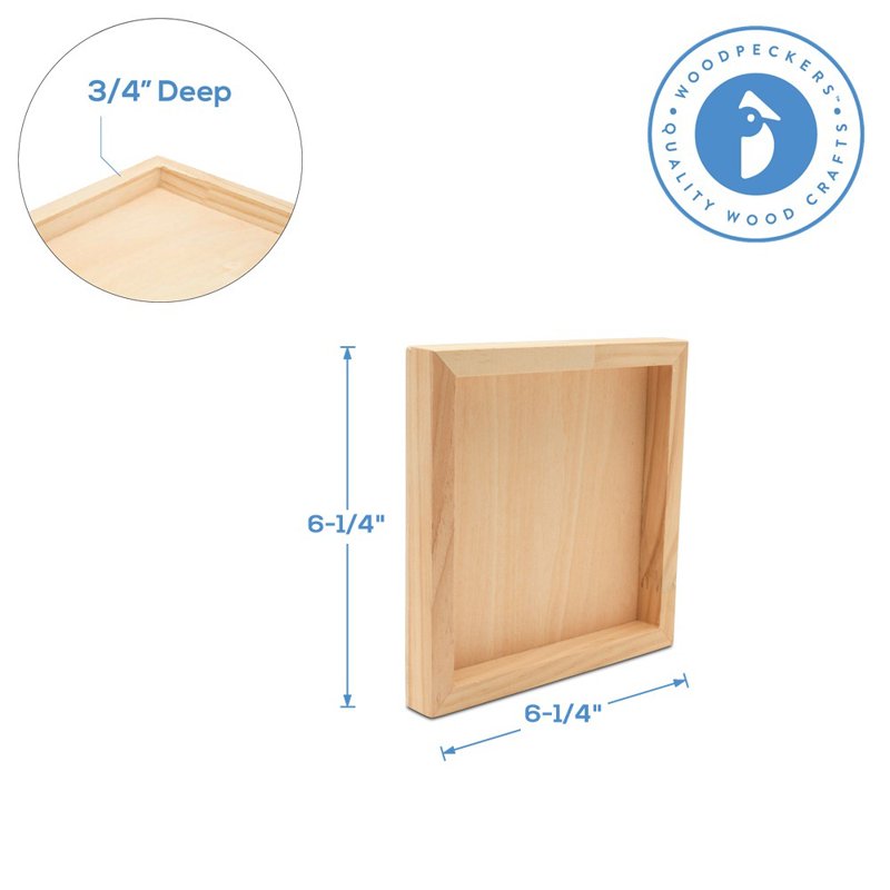 Unfinished Wood Canvas Frames Pack of 25 for Crafts & Home Decor - 6 x 6 inches