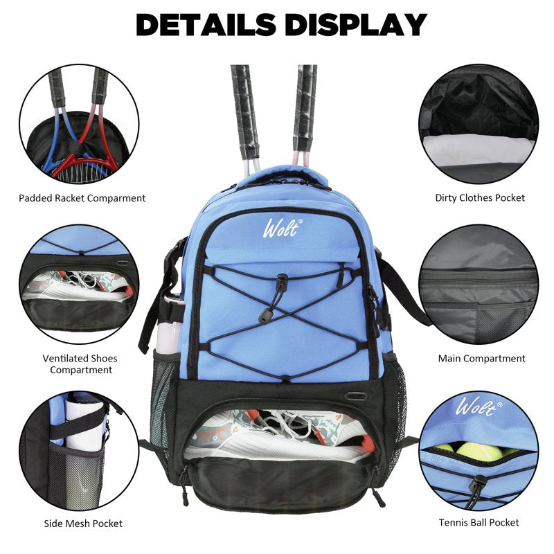 Large Capacity Tennis Backpack Bag with Ventilated Shoe Compartment