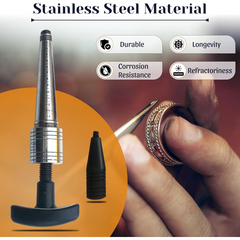 Manual Ring Stretcher and Adjuster for Gold Silver Platinum Jewelry - Sizes 2-14