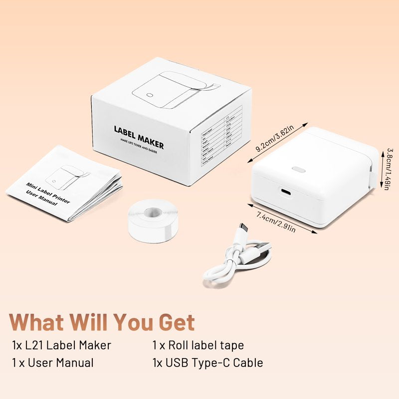 Portable Bluetooth Label Maker with Tape - Wireless Handheld Printer for Home Office & School
