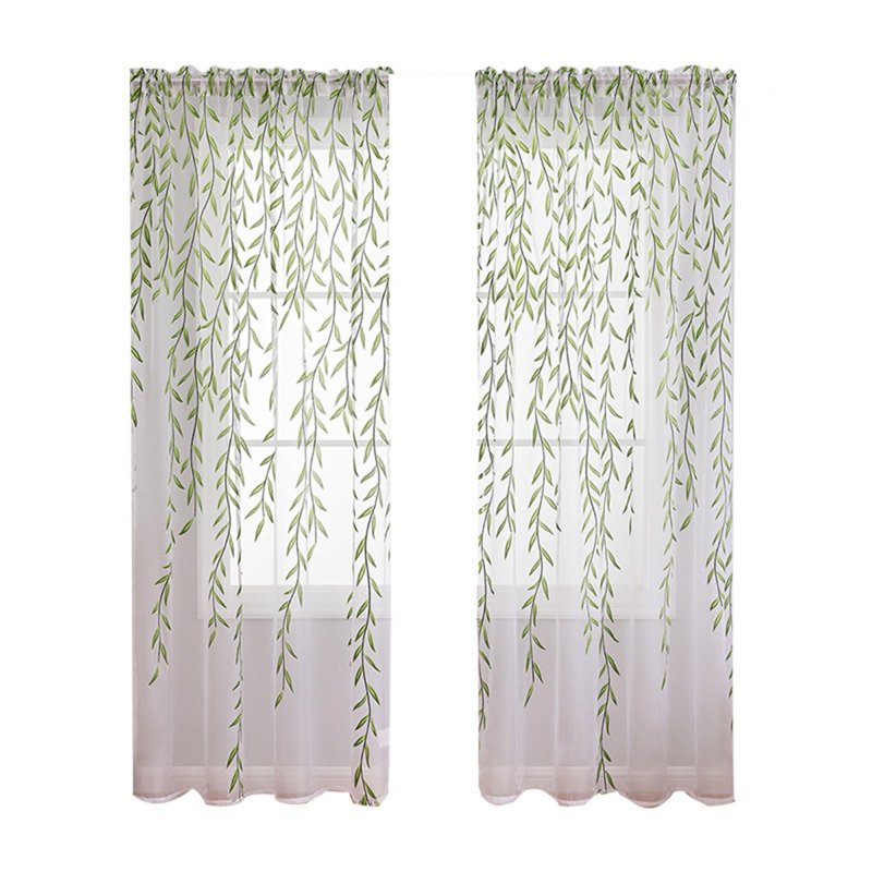 Sheer Curtain Set - Long Transparent Lace Gauze Drapes for Living Room & Bedroom
