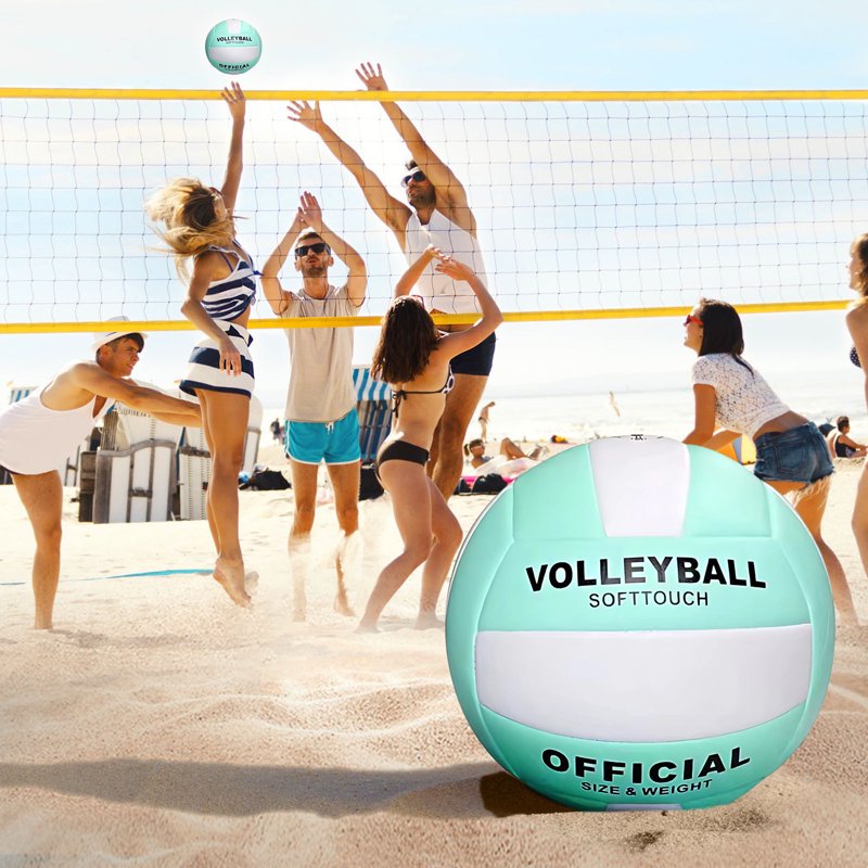Soft Volleyball Size 5 for Indoor Outdoor Beach Pool Gym Training - Includes Pump