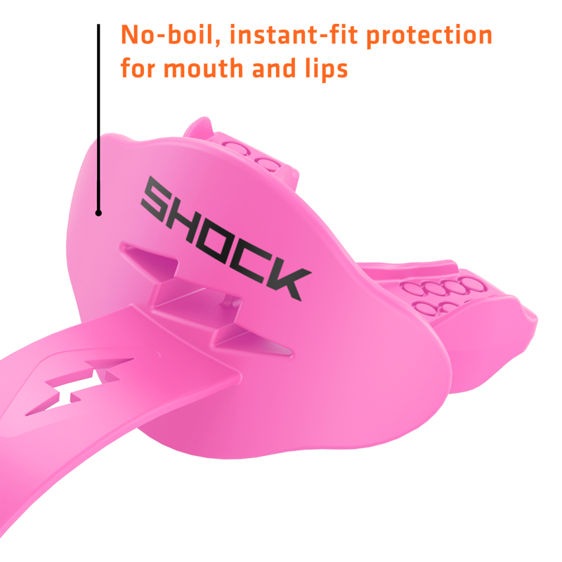 Football Lip Guard - Neon Pink, One Size, Secure Helmet Fit, Shock Doctor