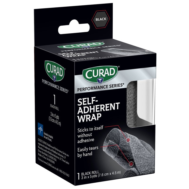Self-Adherent Compression Bandage - 3 Inch x 5 Yard, Black, Medical Tape