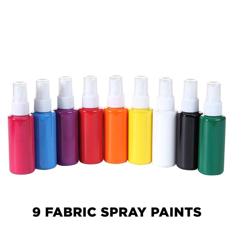 Rainbow Fabric Spray Paint 9-Pack - Permanent, Washable, Eco-Friendly